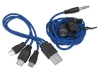 Набор «In motion» с наушниками и зарядным кабелем 3 в 1, синий, полиэстер