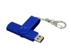 USB 2.0- флешка на 32 Гб с поворотным механизмом и дополнительным разъемом Micro USB, синий, soft touch