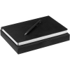 Набор Romano, черный, черный, ежедневник - искусственная кожа; ручка - металл; коробка - картон