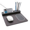 Коврик для мышки с беспроводным зарядным устройством, 5W и USB, серый, полиэстер; polyurethane