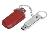 USB 2.0- флешка на 64 Гб в массивном корпусе с кожаным чехлом, коричневый, серебристый, кожа