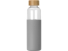 Стеклянная бутылка для воды в силиконовом чехле «Refine», серый, прозрачный, бамбук, стекло, силикон