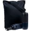 Набор Monsoon Club, темно-синий, синий, металл, термостакан - нержавеющая сталь, пластик; зонт - эпонж, пластик; сумка - хлопок 100%