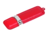 USB 3.0- флешка на 64 Гб классической прямоугольной формы, красный, серебристый, кожа