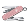 Нож-брелок VICTORINOX Classic SD Alox Colors "Cotton Candy", 58 мм, 5 функций, светло-розовый, розовый, рифлёный алюминий alox
