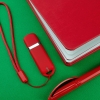 Флешка Memo, 16 Гб, красная, красный, пластик; покрытие софт-тач